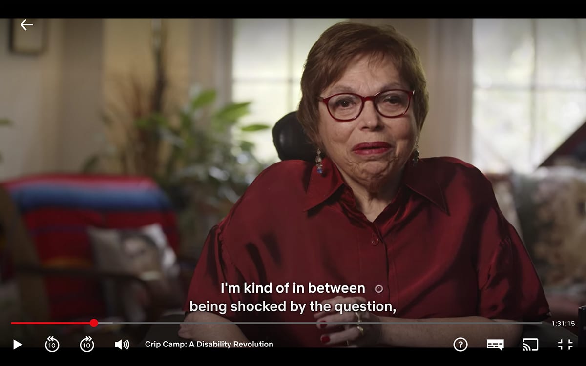 Judith Heumann interviewed for Crip Camp with English subtitles.